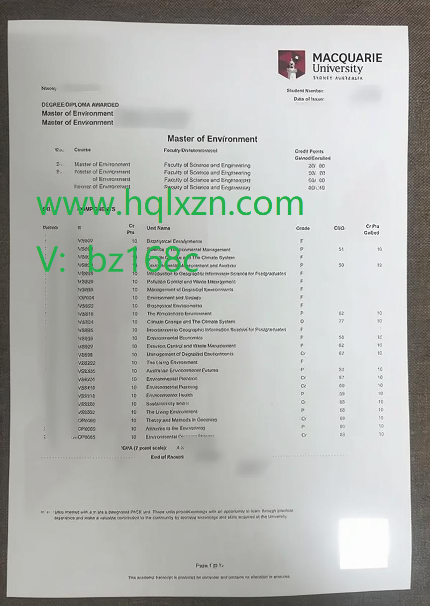 麦考瑞大学成绩单办理，1:1定制原版QS全球前1%大学 loading=
